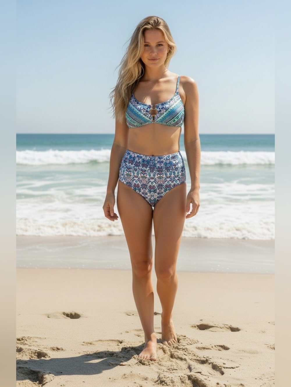NANETTE LEPORE Iris Bralette 2 Pc Boho Bikini Swimsuit Sz 4 NWT High Waist Beach - Picture 1 of 8
